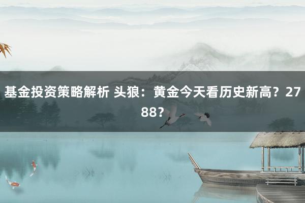 基金投资策略解析 头狼：黄金今天看历史新高？2788？