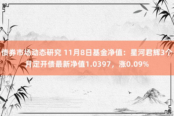 债券市场动态研究 11月8日基金净值：星河君辉3个月定开债最新净值1.0397，涨0.09%