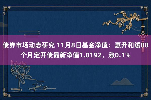 债券市场动态研究 11月8日基金净值：惠升和缓88个月定开债最新净值1.0192，涨0.1%