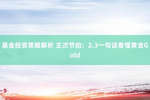 基金投资策略解析 主次节拍：2.3一句话看懂黄金Gold