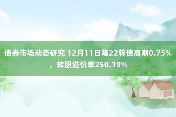 债券市场动态研究 12月11日隆22转债高潮0.75%，转股溢价率250.19%