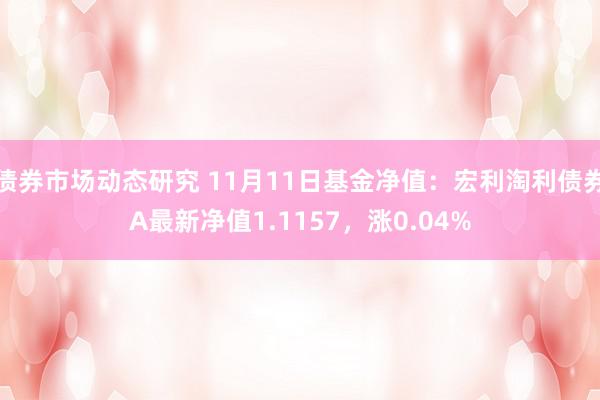 债券市场动态研究 11月11日基金净值：宏利淘利债券A最新净值1.1157，涨0.04%