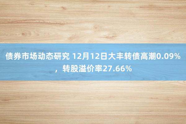 债券市场动态研究 12月12日大丰转债高潮0.09%，转股溢价率27.66%