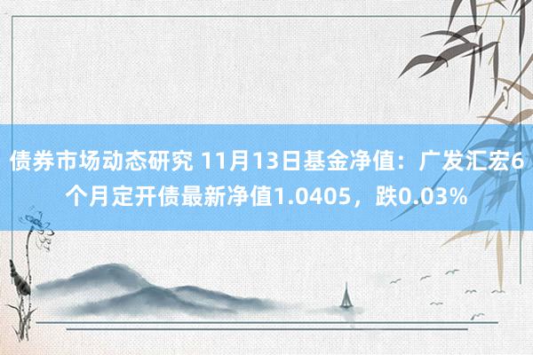 债券市场动态研究 11月13日基金净值：广发汇宏6个月定开债最新净值1.0405，跌0.03%