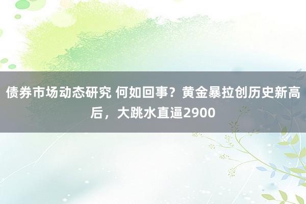 债券市场动态研究 何如回事？黄金暴拉创历史新高后，大跳水直逼2900