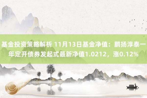 基金投资策略解析 11月13日基金净值：鹏扬淳泰一年定开债券发起式最新净值1.0212，涨0.12%