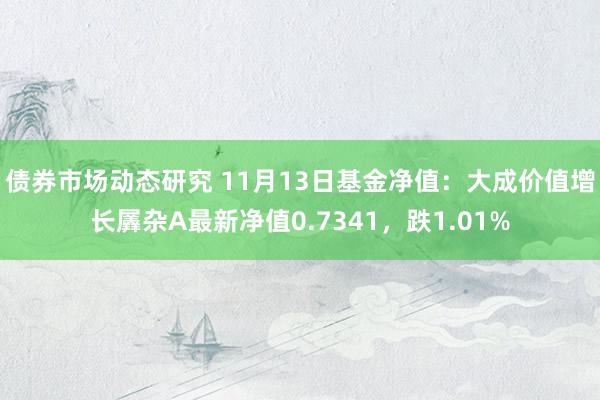 债券市场动态研究 11月13日基金净值：大成价值增长羼杂A最新净值0.7341，跌1.01%