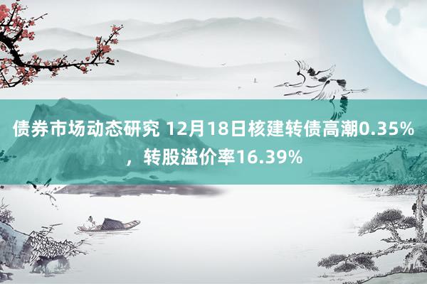 债券市场动态研究 12月18日核建转债高潮0.35%，转股溢价率16.39%