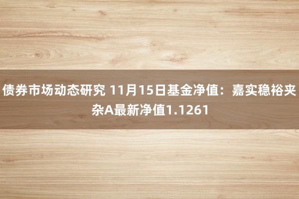 债券市场动态研究 11月15日基金净值：嘉实稳裕夹杂A最新净值1.1261