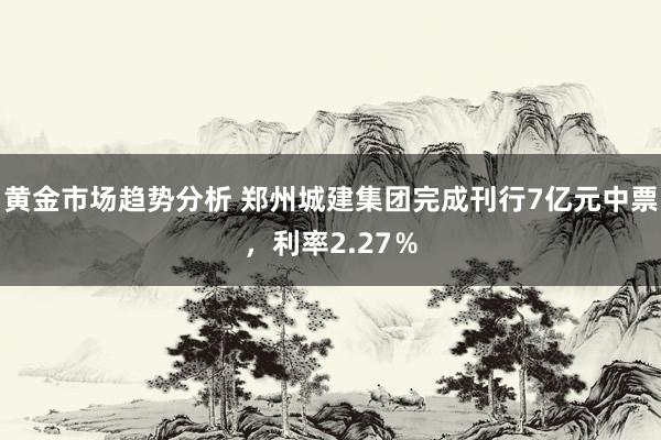 黄金市场趋势分析 郑州城建集团完成刊行7亿元中票，利率2.27％