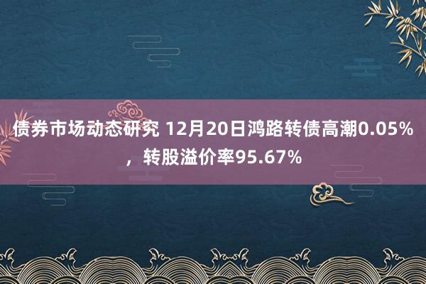 债券市场动态研究 12月20日鸿路转债高潮0.05%，转股溢价率95.67%