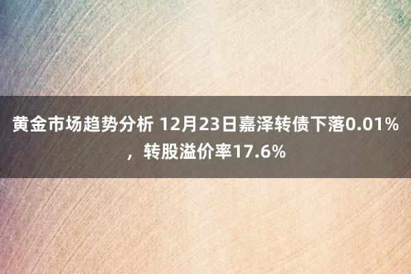 黄金市场趋势分析 12月23日嘉泽转债下落0.01%，转股溢价率17.6%