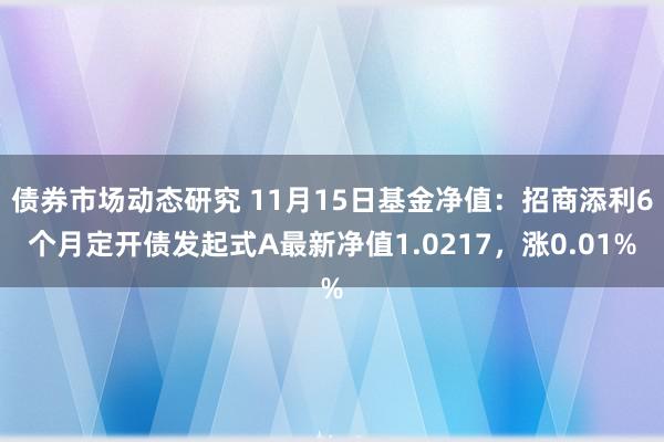 债券市场动态研究 11月15日基金净值：招商添利6个月定开债发起式A最新净值1.0217，涨0.01%