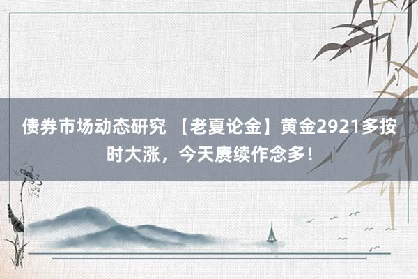 债券市场动态研究 【老夏论金】黄金2921多按时大涨，今天赓续作念多！