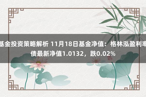 基金投资策略解析 11月18日基金净值：格林泓盈利率债最新净值1.0132，跌0.02%