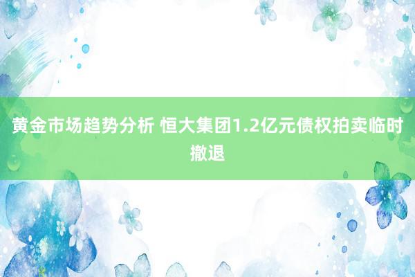 黄金市场趋势分析 恒大集团1.2亿元债权拍卖临时撤退