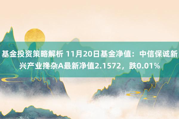 基金投资策略解析 11月20日基金净值：中信保诚新兴产业搀杂A最新净值2.1572，跌0.01%