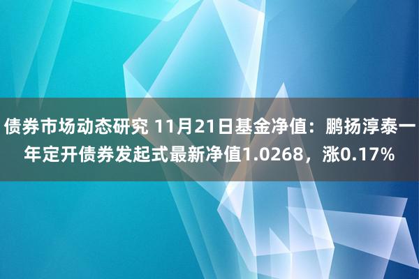 债券市场动态研究 11月21日基金净值：鹏扬淳泰一年定开债券发起式最新净值1.0268，涨0.17%