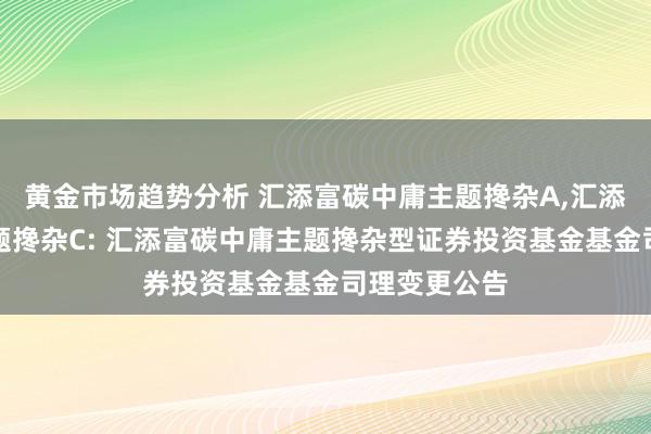 黄金市场趋势分析 汇添富碳中庸主题搀杂A,汇添富碳中庸主题搀杂C: 汇添富碳中庸主题搀杂型证券投资基金基金司理变更公告