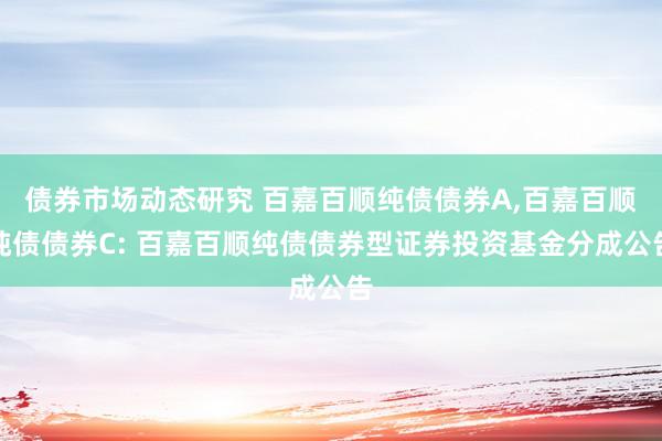 债券市场动态研究 百嘉百顺纯债债券A,百嘉百顺纯债债券C: 百嘉百顺纯债债券型证券投资基金分成公告