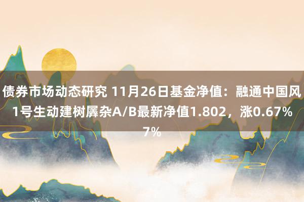 债券市场动态研究 11月26日基金净值：融通中国风1号生动建树羼杂A/B最新净值1.802，涨0.67%