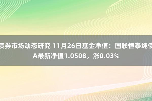 债券市场动态研究 11月26日基金净值：国联恒泰纯债A最新净值1.0508，涨0.03%